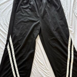 SHEIN Black Track Pants with White Stripes